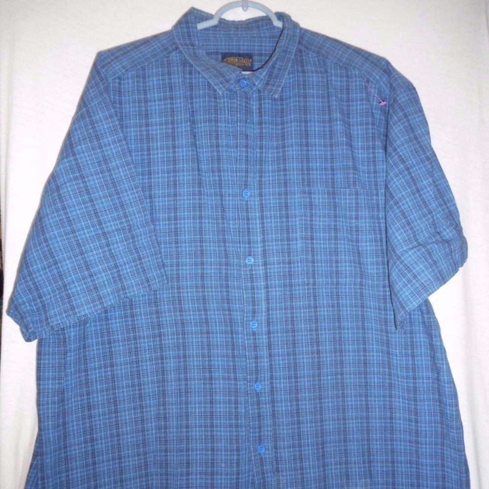 Blue Plaid Shirt 100% cotton short sleeve